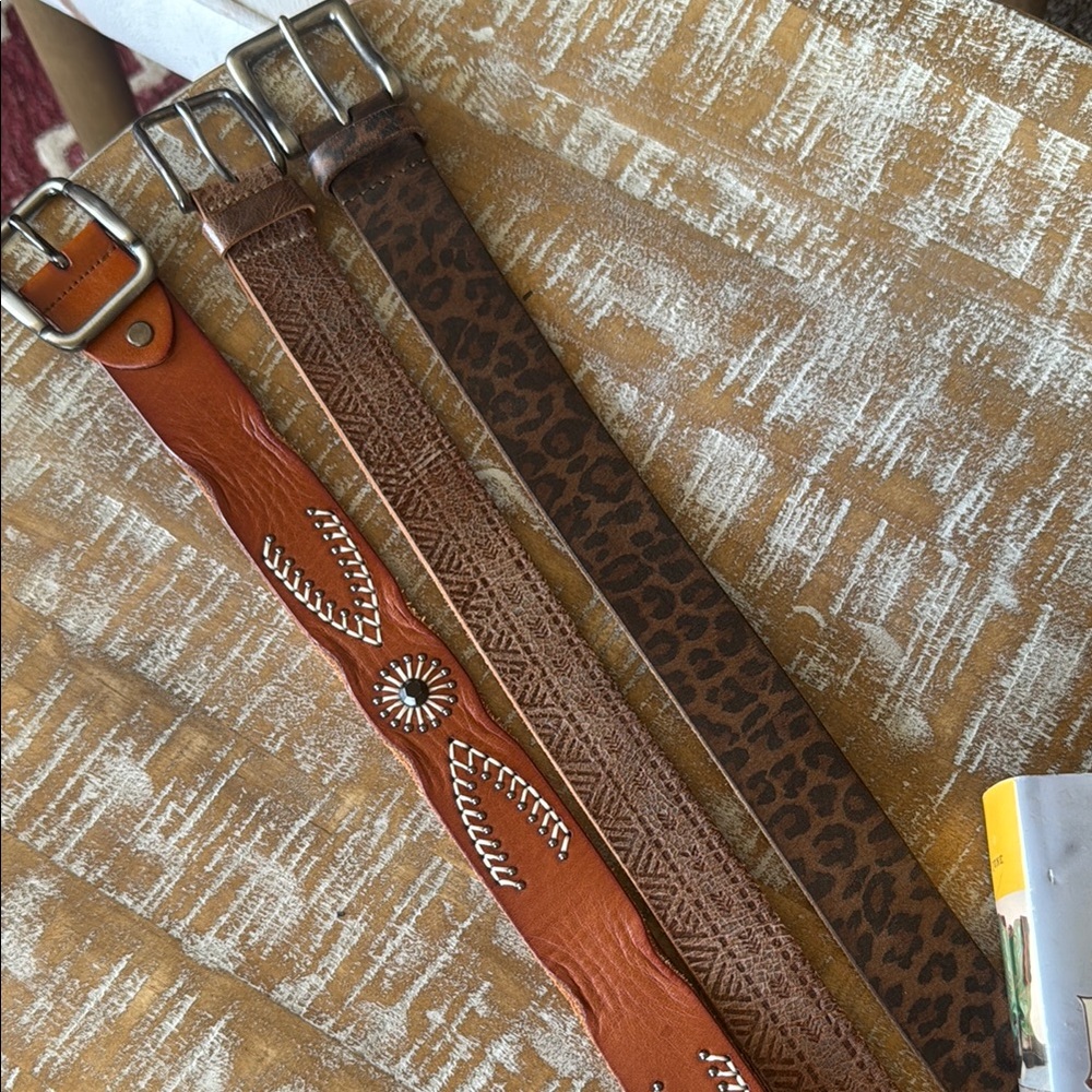 Lot of 3 Leather Western Belts.
